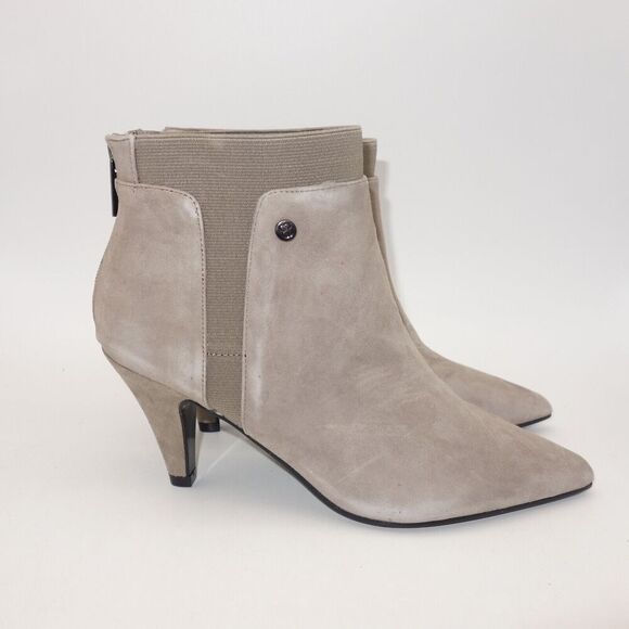 NEW BANDOLINO Bari Beige Elastic Comfort Pointy Toe Kitten Heel Zip Women's 7.5 - Picture 6 of 8